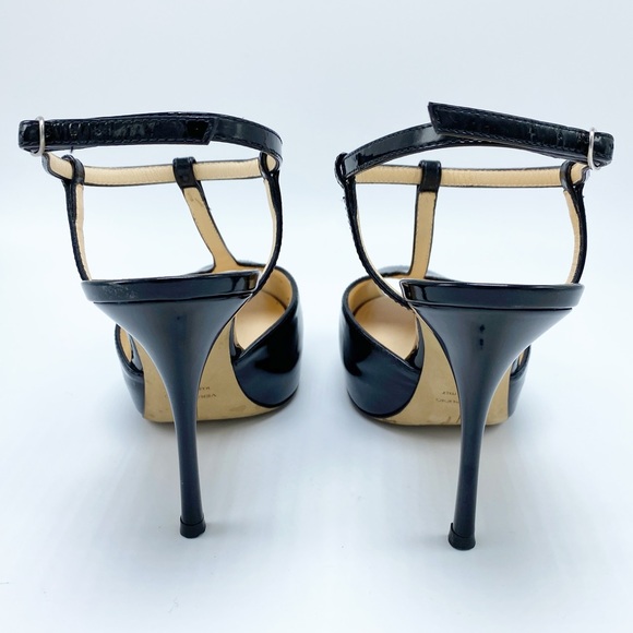 Giuseppe Zanotti size 37 Classic Black Patent Leather Peep- Toe Platform Sandal - Picture 8 of 10
